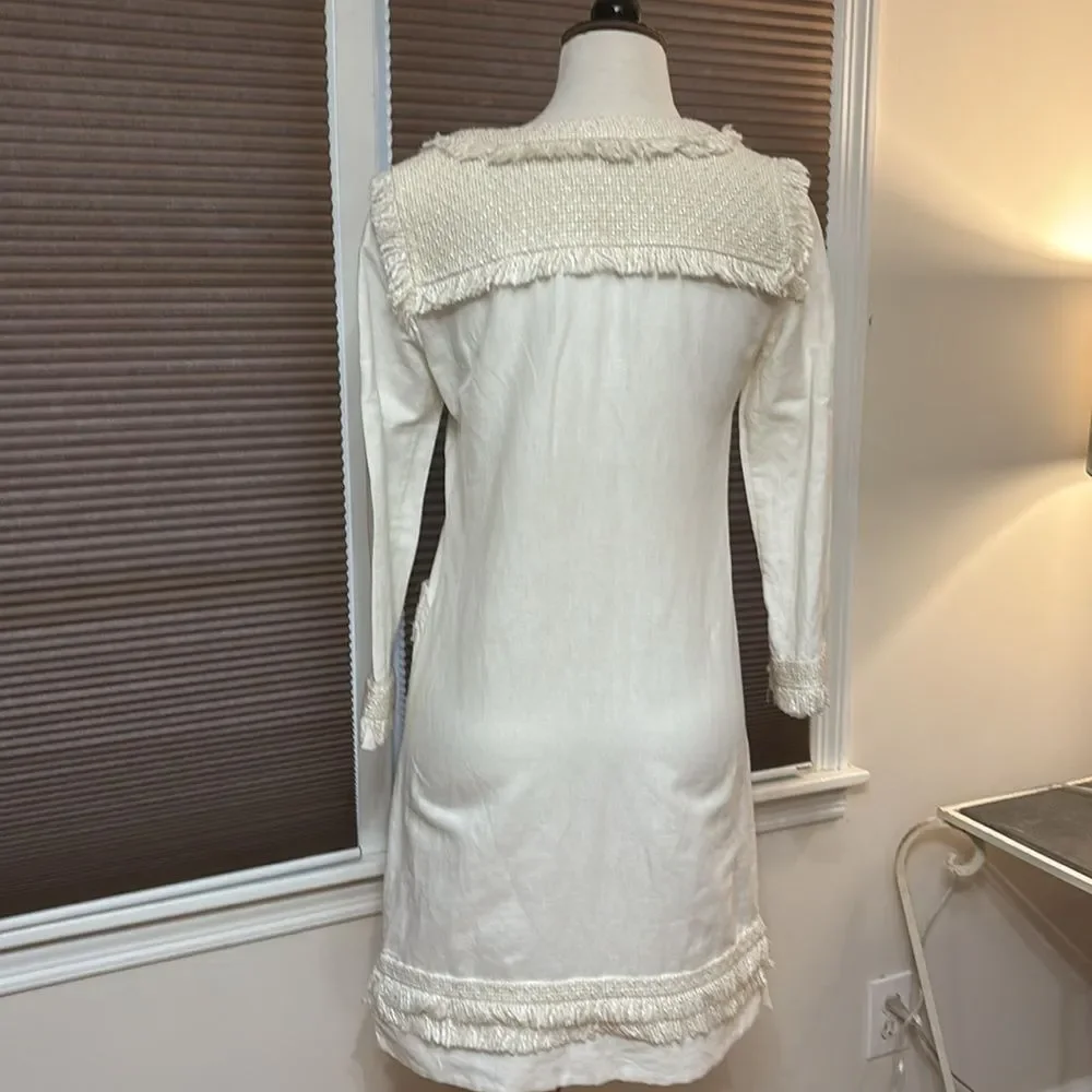 TORY BURCH Boho Cream Linen Blend
Dress Button Pockets Women's Size 2 - Picture 5 of 10